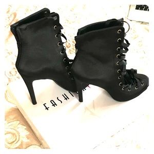 👠Peep Toe Ankle Heel Boots